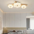 Contemporary Nordic Rubber Wood Pe Flower Branch LED Semi-flush Mount Ceiling Light for Hallway