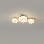 Contemporary Nordic Rubber Wood Pe Flower Branch LED Semi-flush Mount Ceiling Light for Hallway