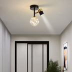 Contemporary Scandinavian Hardware Glass Starry Sky Ball Spotlight 1/2 Light LED Semi-Flush Mount Ceiling Light For Hallway