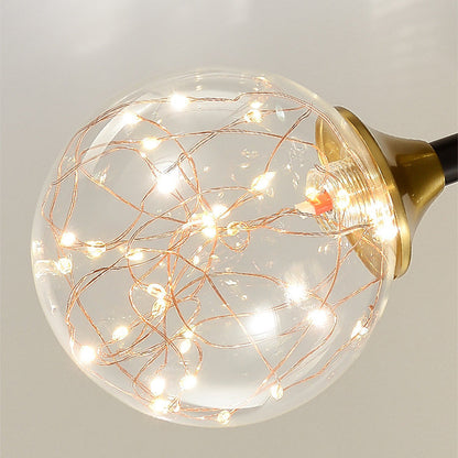 Contemporary Scandinavian Hardware Glass Starry Sky Ball Spotlight 1/2 Light LED Semi-Flush Mount Ceiling Light For Hallway