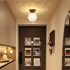 Contemporary Retro Hardware Glass Ball Ice Crack 1-Light Semi-Flush Mount Ceiling Light For Hallway