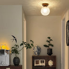 Contemporary Retro Hardware Glass Ball Ice Crack 1-Light Semi-Flush Mount Ceiling Light For Hallway