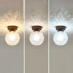 Contemporary Retro Hardware Glass Ball Ice Crack 1-Light Semi-Flush Mount Ceiling Light For Hallway