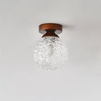 Contemporary Retro Hardware Glass Ball Ice Crack 1-Light Semi-Flush Mount Ceiling Light For Hallway