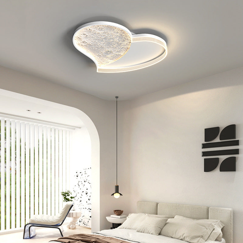 Contemporary Scandinavian Iron Acrylic Round Cloud Heart Moon LED Flush Mount Ceiling Light for Bedroom