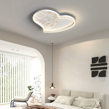 Contemporary Scandinavian Iron Acrylic Round Cloud Heart Moon LED Flush Mount Ceiling Light for Bedroom