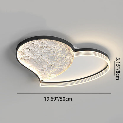 Contemporary Scandinavian Iron Acrylic Round Cloud Heart Moon LED Flush Mount Ceiling Light for Bedroom