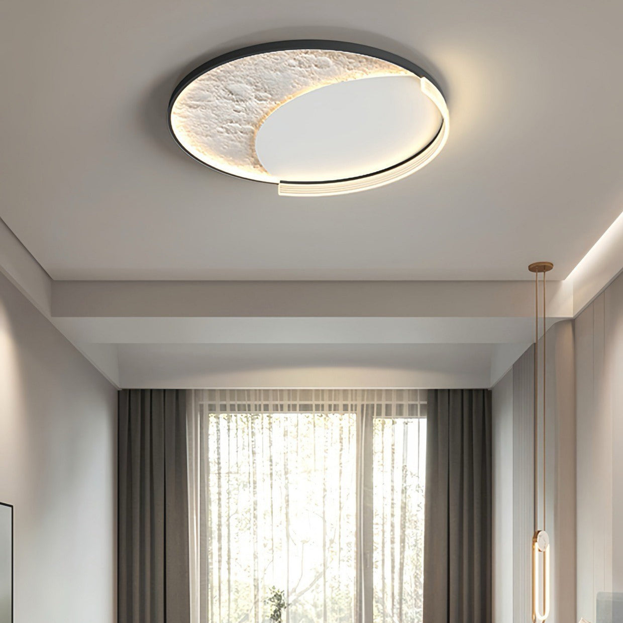 Contemporary Scandinavian Iron Acrylic Round Cloud Heart Moon LED Flush Mount Ceiling Light for Bedroom