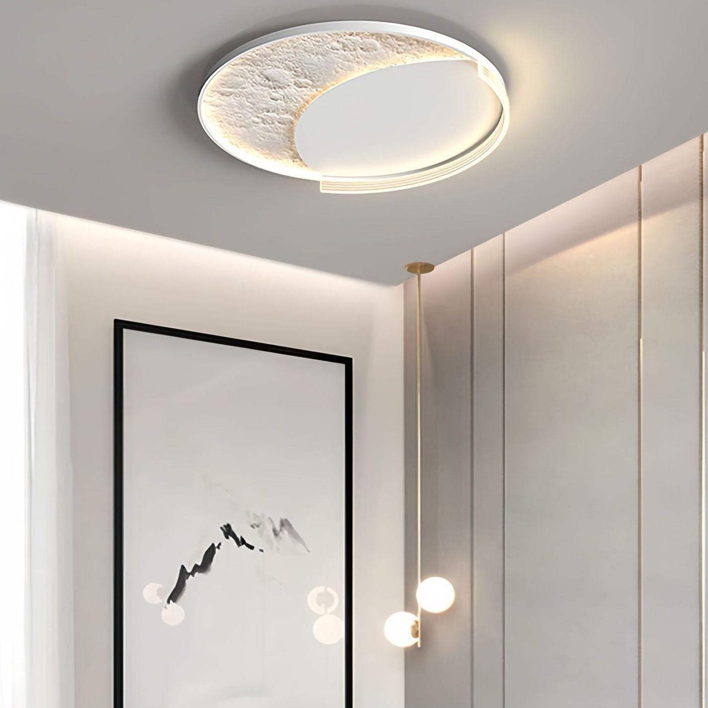 Contemporary Scandinavian Iron Acrylic Round Cloud Heart Moon LED Flush Mount Ceiling Light for Bedroom