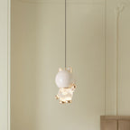 Contemporary Creative Kids Cartoon Cat Liftable Zinc Alloy Iron Acrylic LED Pendant Light For Bedside
