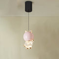 Contemporary Creative Kids Cartoon Cat Liftable Zinc Alloy Iron Acrylic LED Pendant Light For Bedside