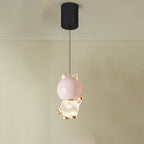 Contemporary Creative Kids Cartoon Cat Liftable Zinc Alloy Iron Acrylic LED Pendant Light For Bedside