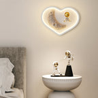 Lumendat Contemporary Nordic Iron Acrylic Resin Kids Moon Astronaut Round Cloud Heart LED Wall Sconce Lamp For Bedside Lumendat