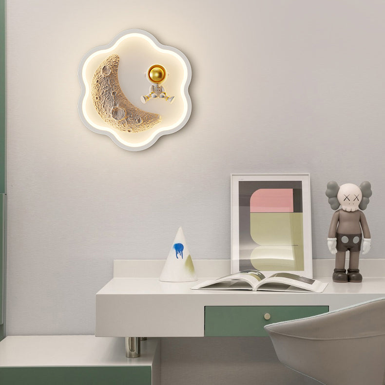 Lumendat Contemporary Nordic Iron Acrylic Resin Kids Moon Astronaut Round Cloud Heart LED Wall Sconce Lamp For Bedside Lumendat