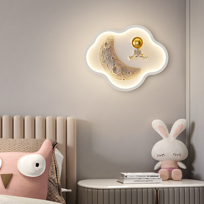 Lumendat Contemporary Nordic Iron Acrylic Resin Kids Moon Astronaut Round Cloud Heart LED Wall Sconce Lamp For Bedside Lumendat