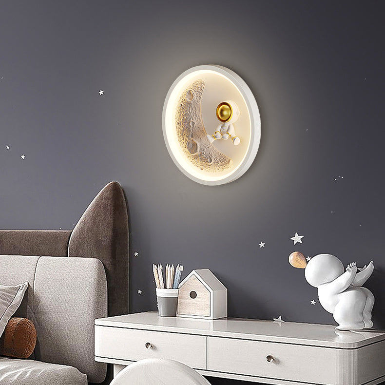 Lumendat Contemporary Nordic Iron Acrylic Resin Kids Moon Astronaut Round Cloud Heart LED Wall Sconce Lamp For Bedside Lumendat