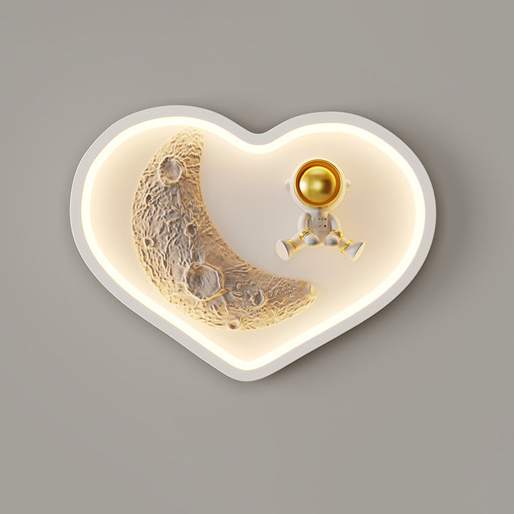 Lumendat Contemporary Nordic Iron Acrylic Resin Kids Moon Astronaut Round Cloud Heart LED Wall Sconce Lamp For Bedside Lumendat