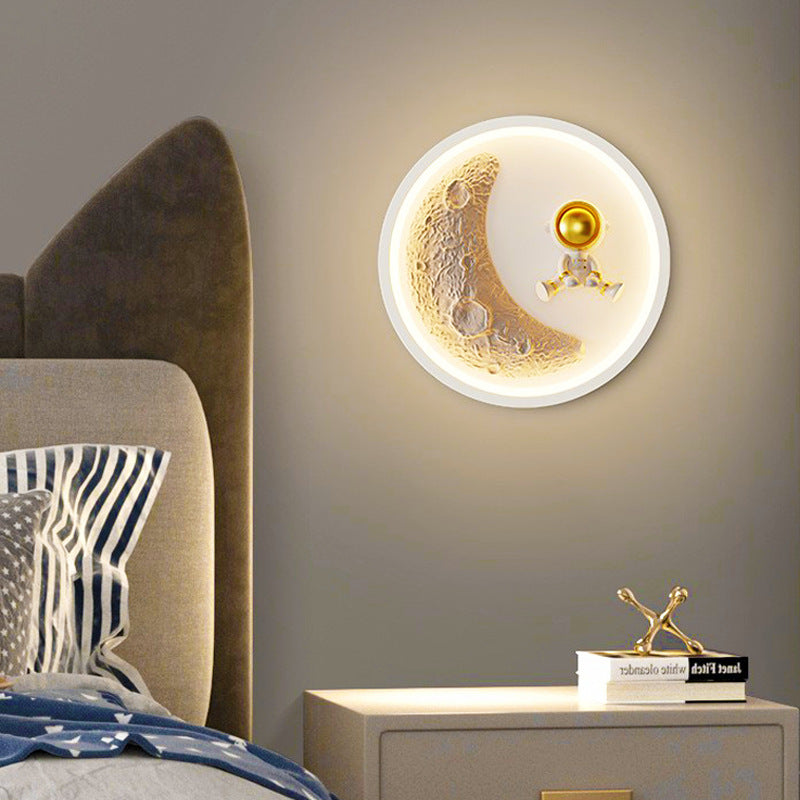Lumendat Contemporary Nordic Iron Acrylic Resin Kids Moon Astronaut Round Cloud Heart LED Wall Sconce Lamp For Bedside Lumendat