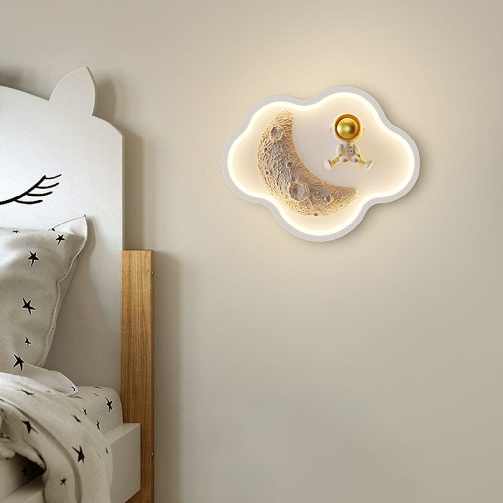 Lumendat Contemporary Nordic Iron Acrylic Resin Kids Moon Astronaut Round Cloud Heart LED Wall Sconce Lamp For Bedside Lumendat