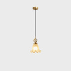 Traditional French Brass Glass Floral 1-Light Pendant Light For Bedside