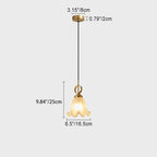 Traditional French Brass Glass Floral 1-Light Pendant Light For Bedside
