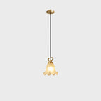 Traditional French Brass Glass Floral 1-Light Pendant Light For Bedside