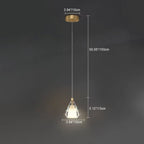 Modern Luxury Brass Crystal Triangle Diamond 1/2/3 Light Pendant Light For Bedside