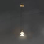 Modern Luxury Brass Crystal Triangle Diamond 1/2/3 Light Pendant Light For Bedside