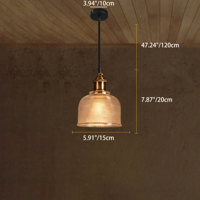 Contemporary Retro Metal Glass Frosted Dome Cap 1-light Pendant Light for Dining Room BulbSquare