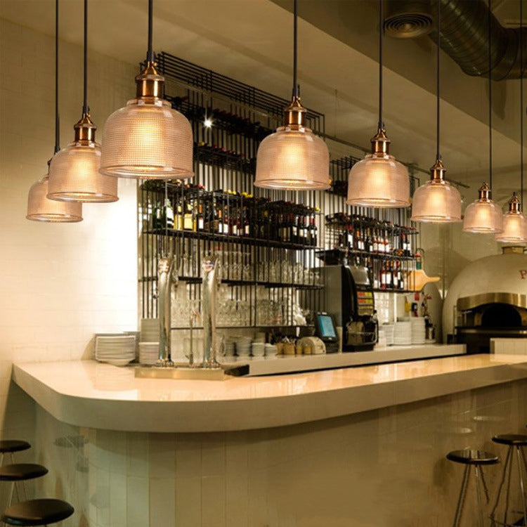 Contemporary Retro Metal Glass Frosted Dome Cap 1-light Pendant Light for Dining Room BulbSquare