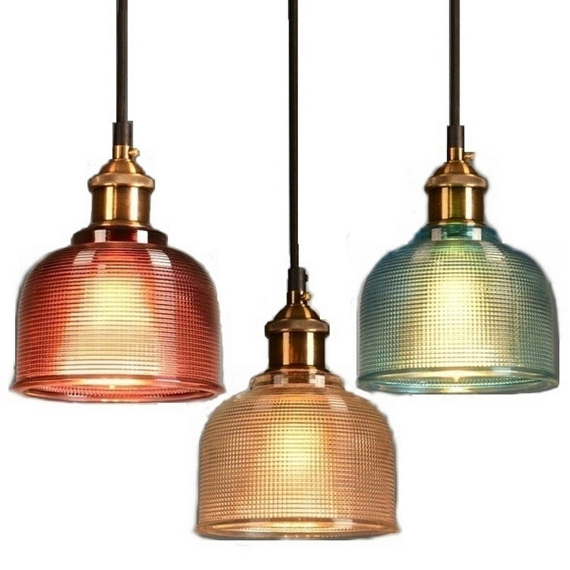 Contemporary Retro Metal Glass Frosted Dome Cap 1-light Pendant Light for Dining Room BulbSquare