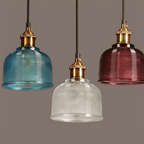 Contemporary Retro Metal Glass Frosted Dome Cap 1-light Pendant Light for Dining Room BulbSquare