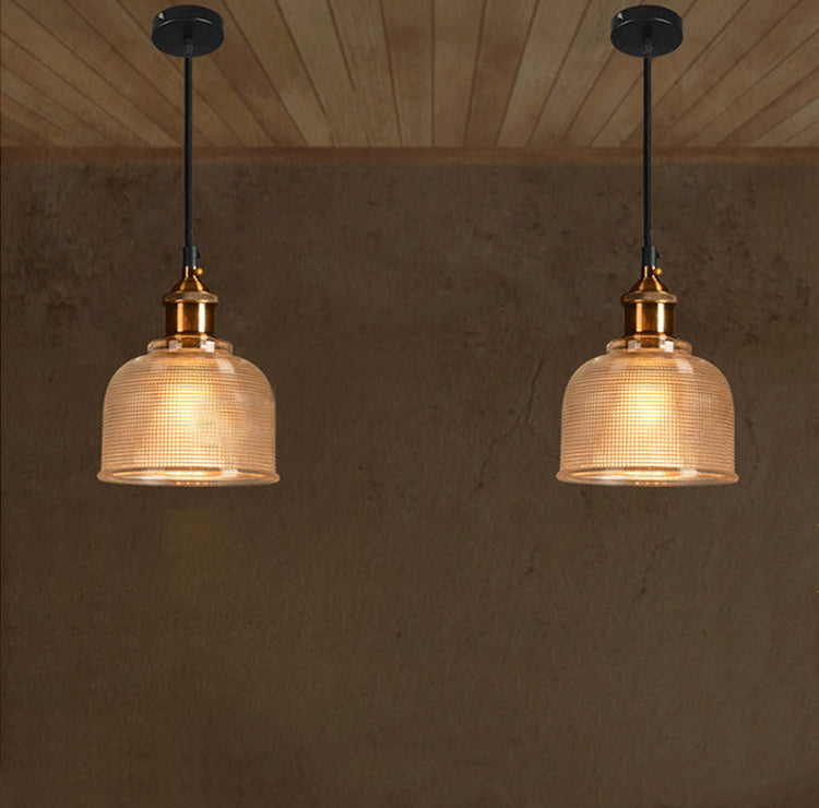 Contemporary Retro Metal Glass Frosted Dome Cap 1-light Pendant Light for Dining Room BulbSquare