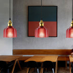 Contemporary Retro Metal Glass Frosted Dome Cap 1-light Pendant Light for Dining Room BulbSquare