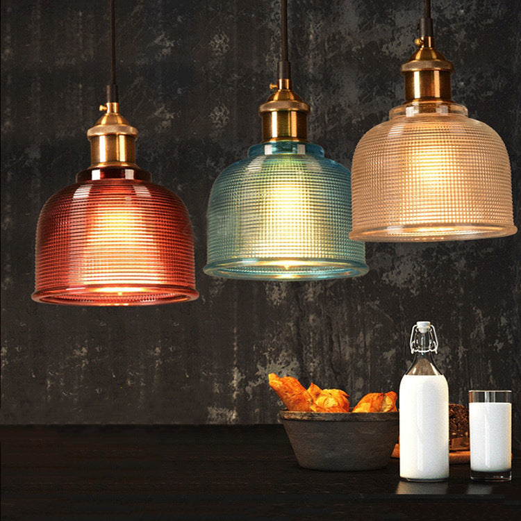 Contemporary Retro Metal Glass Frosted Dome Cap 1-light Pendant Light for Dining Room BulbSquare