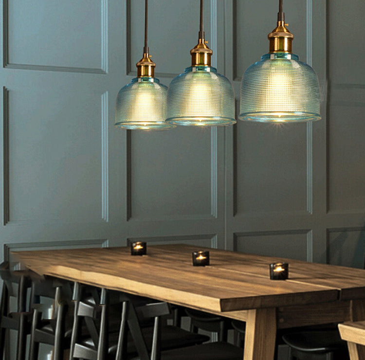 Contemporary Retro Metal Glass Frosted Dome Cap 1-light Pendant Light for Dining Room BulbSquare