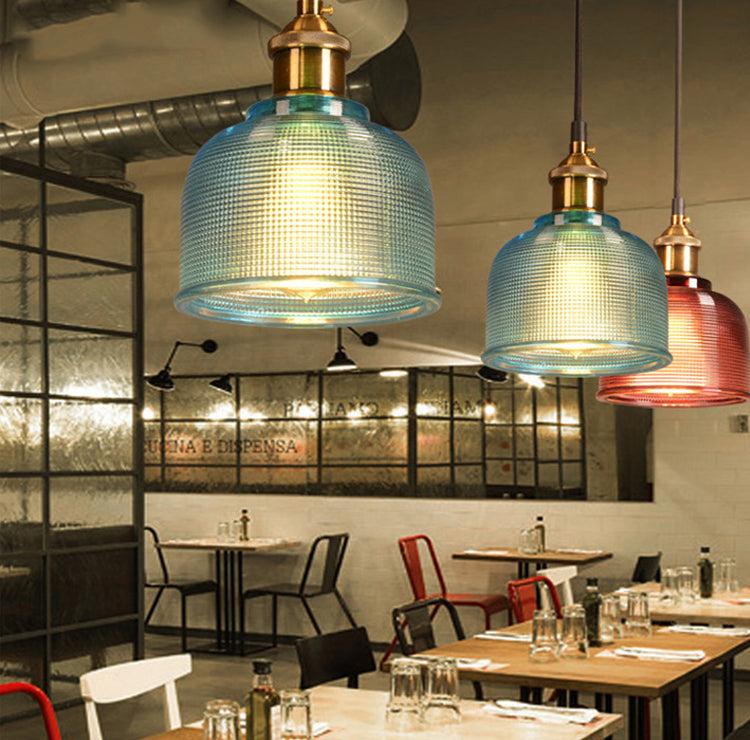 Contemporary Retro Metal Glass Frosted Dome Cap 1-light Pendant Light for Dining Room BulbSquare