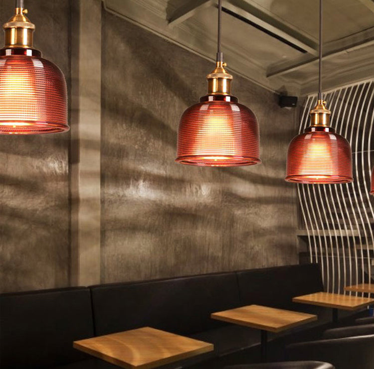 Contemporary Retro Metal Glass Frosted Dome Cap 1-light Pendant Light for Dining Room BulbSquare