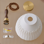 Traditional Japanese Ceramic Brass Walnut Cylinder Conic Texture 1-Light Pendant Light For Dining Room