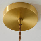 Traditional Japanese Ceramic Brass Walnut Cylinder Conic Texture 1-Light Pendant Light For Dining Room