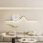 Contemporary Creative Iron Acrylic Line Clock LED Wall Sconce Lamp For Living Room