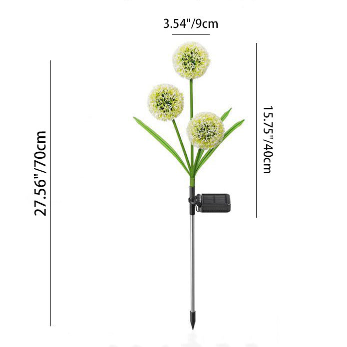 Modern Art Deco Solar Waterproof Stainless Steel ABS Copper Wire Dandelion Plant Ball Ground Plug LED Outdoor Light Landscape Lighting For Garden Lumendat