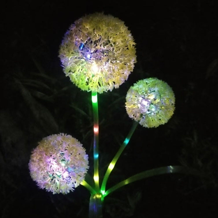 Modern Art Deco Solar Waterproof Stainless Steel ABS Copper Wire Dandelion Plant Ball Ground Plug LED Outdoor Light Landscape Lighting For Garden Lumendat