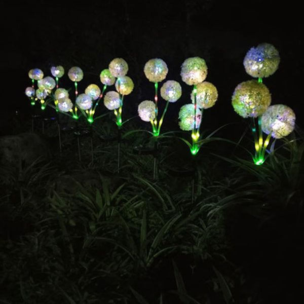 Modern Art Deco Solar Waterproof Stainless Steel ABS Copper Wire Dandelion Plant Ball Ground Plug LED Outdoor Light Landscape Lighting For Garden Lumendat