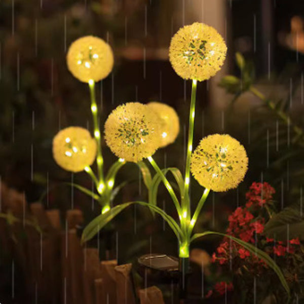 Modern Art Deco Solar Waterproof Stainless Steel ABS Copper Wire Dandelion Plant Ball Ground Plug LED Outdoor Light Landscape Lighting For Garden Lumendat