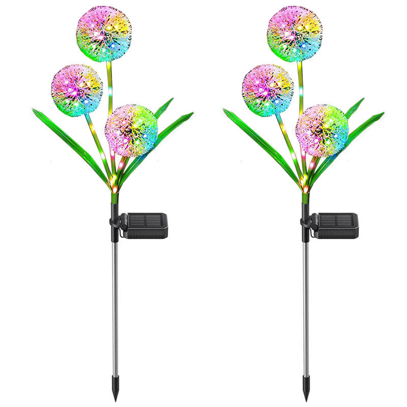 Modern Art Deco Solar Waterproof Stainless Steel ABS Copper Wire Dandelion Plant Ball Ground Plug LED Outdoor Light Landscape Lighting For Garden Lumendat
