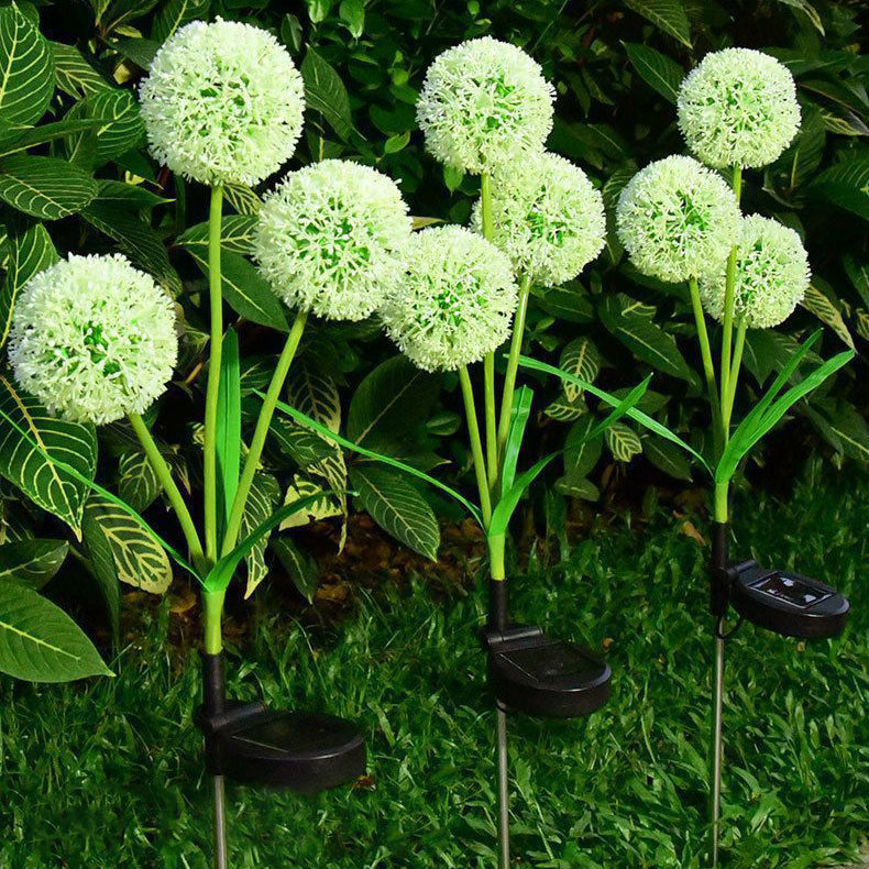 Modern Art Deco Solar Waterproof Stainless Steel ABS Copper Wire Dandelion Plant Ball Ground Plug LED Outdoor Light Landscape Lighting For Garden Lumendat