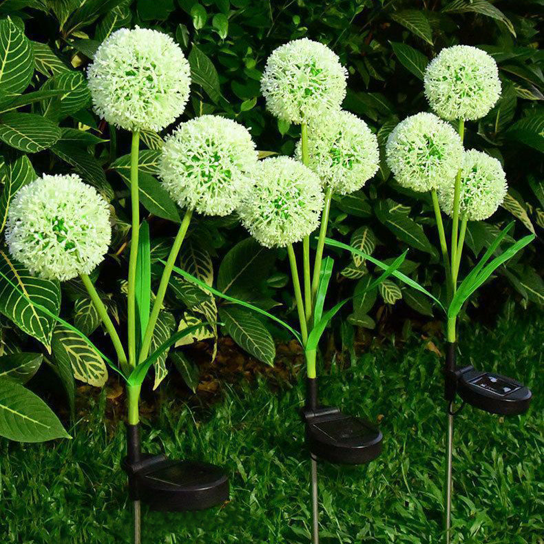 Modern Art Deco Solar Waterproof Stainless Steel ABS Copper Wire Dandelion Plant Ball Ground Plug LED Outdoor Light Landscape Lighting For Garden Lumendat