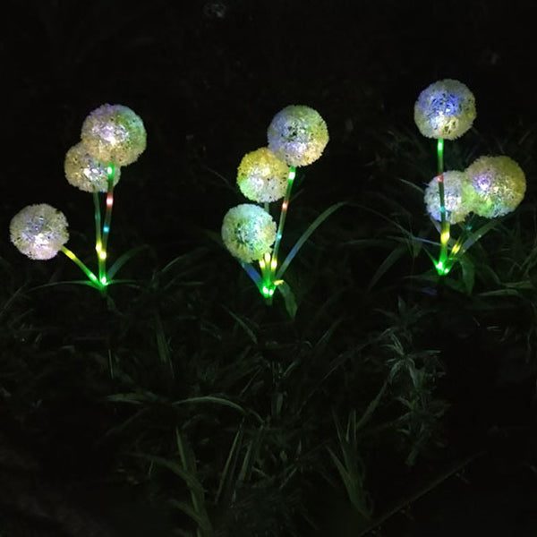 Modern Art Deco Solar Waterproof Stainless Steel ABS Copper Wire Dandelion Plant Ball Ground Plug LED Outdoor Light Landscape Lighting For Garden Lumendat