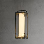Traditional Chinese Copper Glass Cylinder Carved Auspicious Cloud LED Pendant Light For Bedside